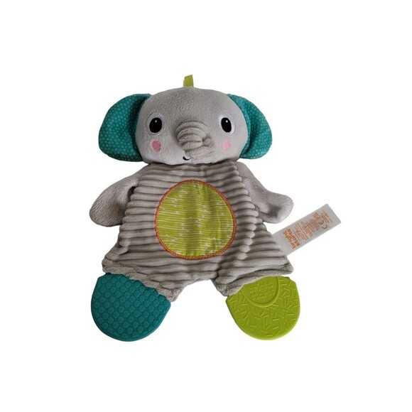 Bright Starts Snuggle & Teethe Gray Elephant Plush Teething Toy Crinkle Lovey - Picture 1 of 7